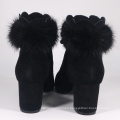 2019 Women's Real Fur Boots A001 Ladies Leather Winter Snow Ankle Fur Heel Women Boots Shoes